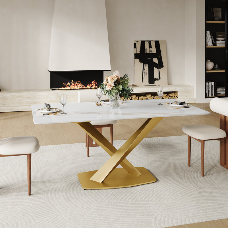 Table de salle à manger Lesle, H 29,5 po x L 31,5 po x l 35,4 po, Doré