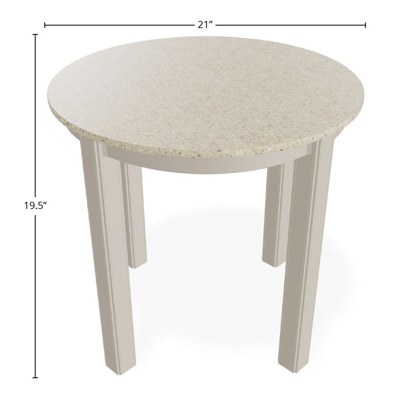 Outdoor Round Side Table, White/White, Acrylic