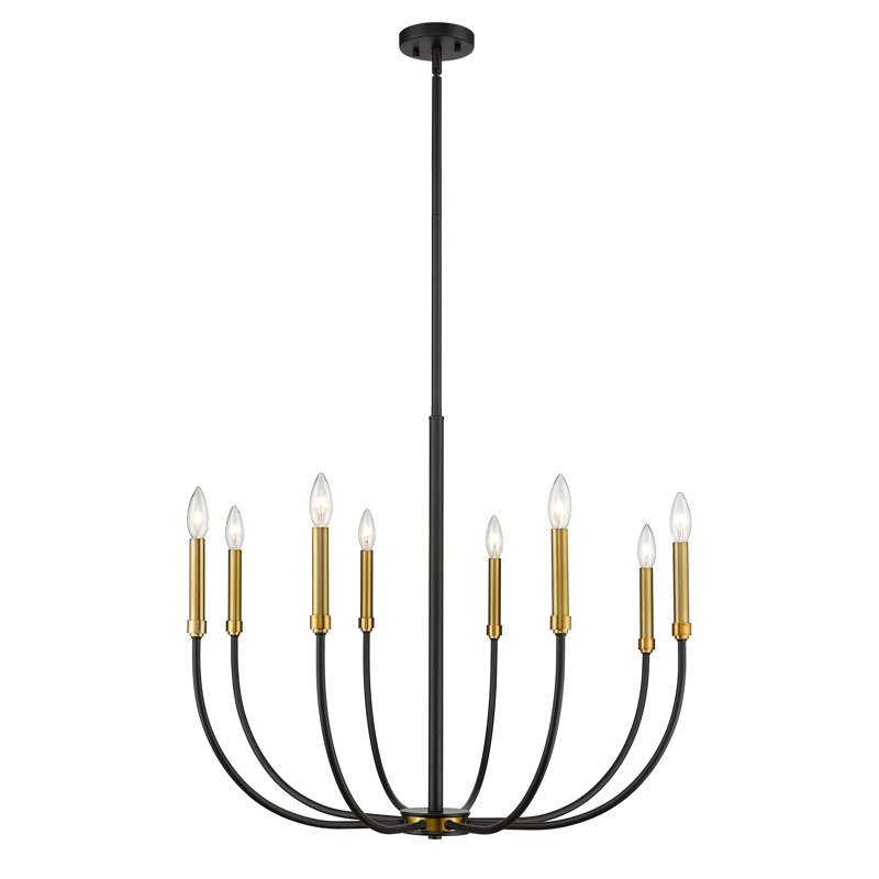 Lustre classique à 8 lumières de style bougie, Laiton vieilli
