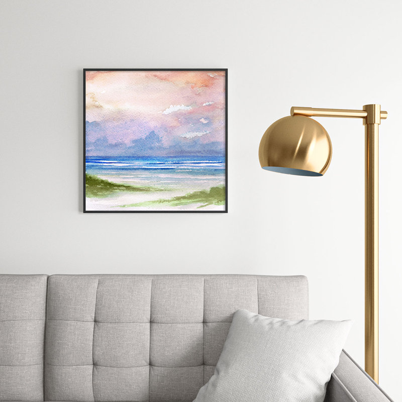 «Seashore Sunset» par Rosie Brown - reproduction de cadre photo, H 20 po x l 20 po x P 1 po, Noir