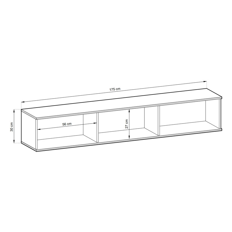 Perina Unfinished Floating TV Stand for TVs up to 78", Black/Gold, 30cm H x 175cm W