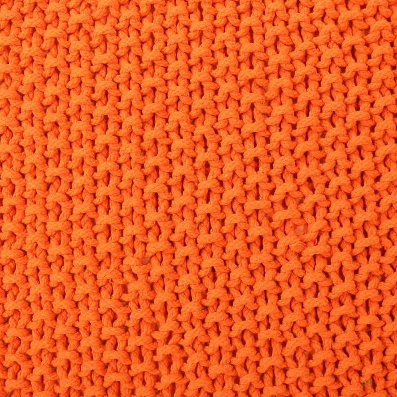 Hollis Knitted Cotton Pouf Cube 20 X 20 X 16 Pouf, Orange Cotton