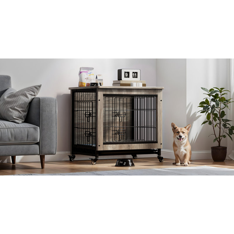 Table de bout avec roulettes et coussin pour chien Modern Modern, H 24,8 po x l 27,1 po x P 18 po, Gris