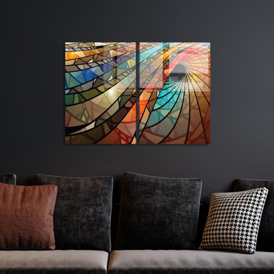 Elegant Decorative Tempered Glass Paintings (2 Pieces), 19.7 x 27.6 Inches | 100% Tempered Glass, Thickness: 0.16 Inches | Modern Art for Home Décor, Perfect for Living Room & Office Spaces, Stunning Visual Appeal