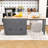 Dosha Rolling Kitchen Island with Extendable Dining Table, Spice Rack and Storage Cabinet-549946512