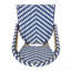 Tabouret de bar 29,5 po en rotin français d'extérieur, bleu marine et blanc, structure en aluminium avec finition en bambou (ensemble de 2)