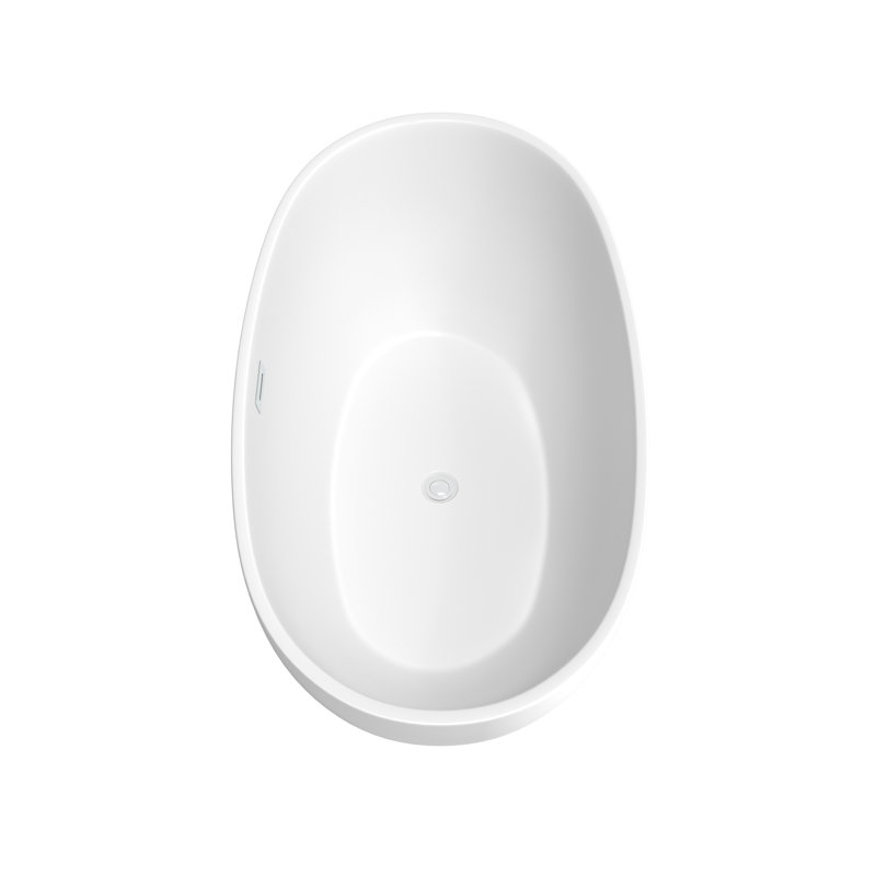 Juno 59'' x 32'' Soaking Acrylic Bathtub with Faucet, Matte White/Shiny White/Brushed Gold