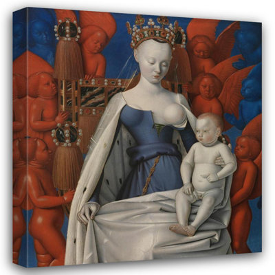 «Vierge à l'enfant entouré d'anges» par Jean Fouquet - Art mural sur toile tendue avec châssis