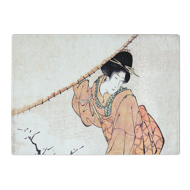 Tempered Glass Woman in a Snow Storm by Utagawa Toyohiro Chopping Board, 39 cm x 28.5 cm