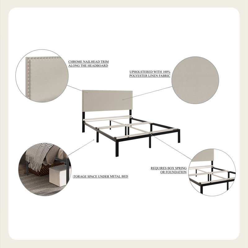 Naftula Upholstered Panel Bed, Light Gray, Twin