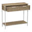 Coastal Oak Woven Front Console Table with Iron Accents-507051632