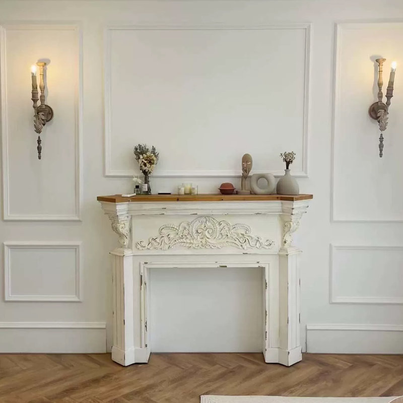 Foyer autoportant en bois manufacturé blanc