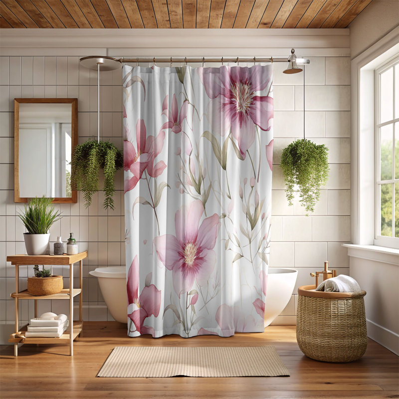 Rideau de douche 1 pièce Petal Wave, H 74 po x l 71 po