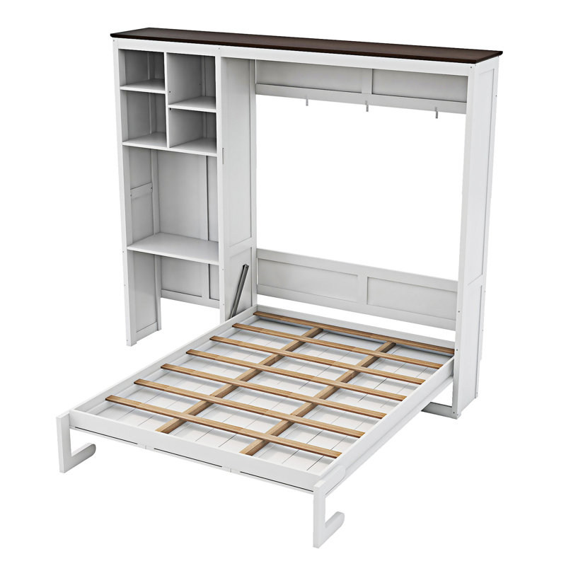 Lit escamotable avec bureau intégré, Blanc