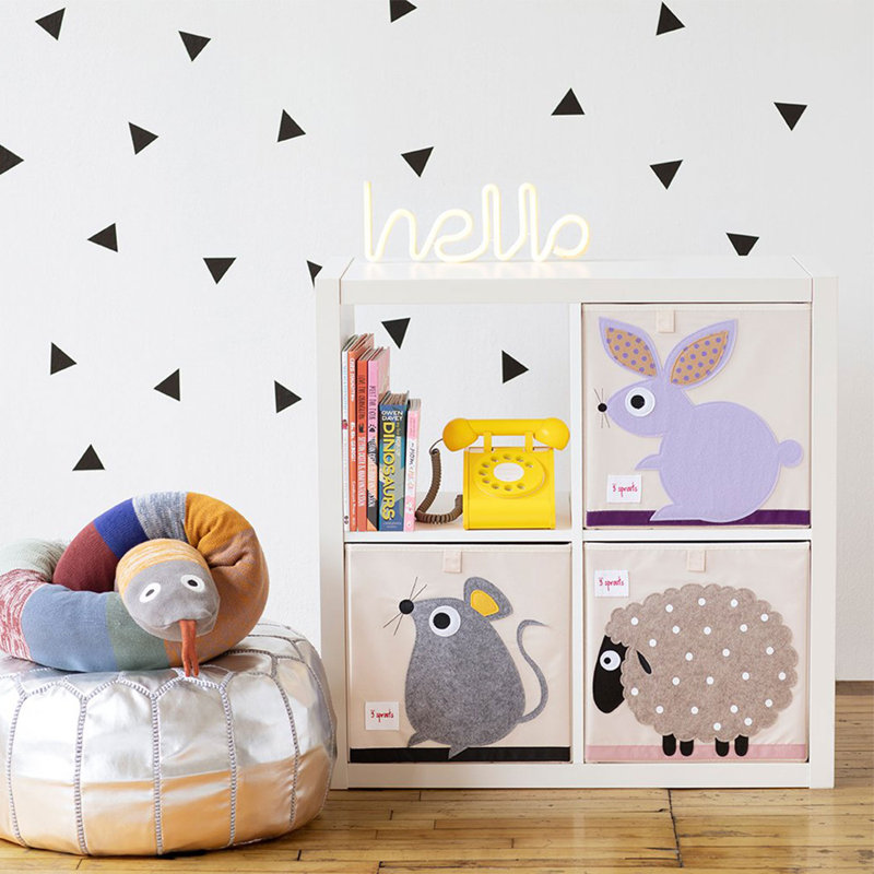 3 Sprouts - Toy Storage Cube for Baby and Kids - Rabbit
