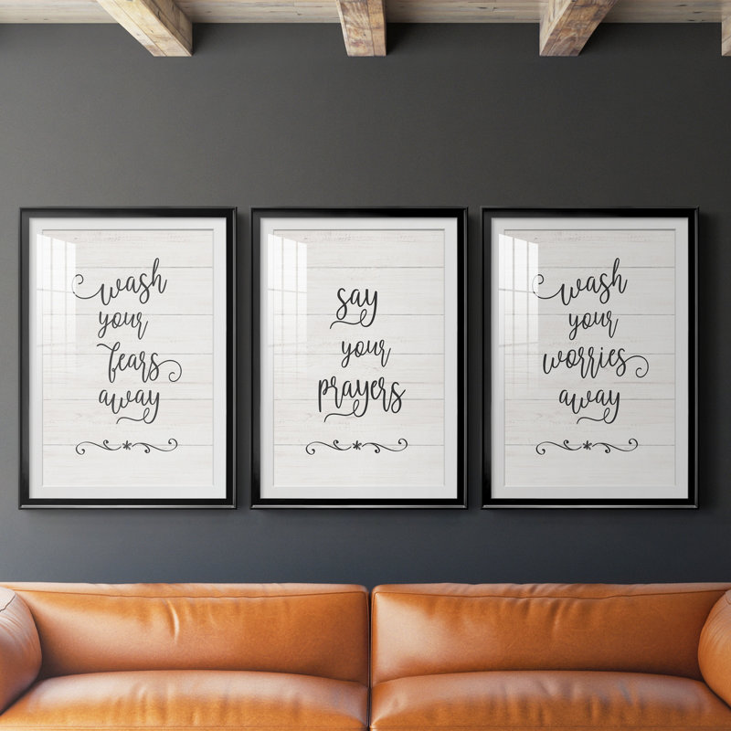 «Say Your Prayers», reproduction de 3 pièces, Noir, H 30,5 po x l 127,5 po x P 1,5 po