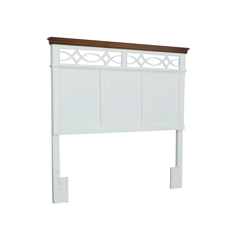 Queen Two-Tone Wood Headboard with Filigree Pattern