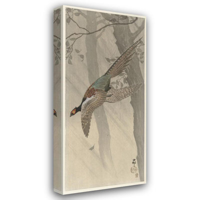 "Flying Pheasant" by  Ohara Koson - Gallery Wrap Canvas Wall Art