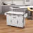 White Kitchen Island With Trash Can Storage, Kitchen Cart With Leaf Drop, Spice Rack, Towel Rack And Drawers, Rolling Kitchen Island With Adjustable Shelves On Wheels