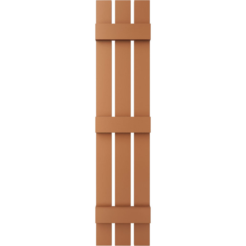 Vinyle à vie, trois planches TailorMade espacées (2 lattes), volets planche-n-latte, avec cages-volets (par paire), 59"