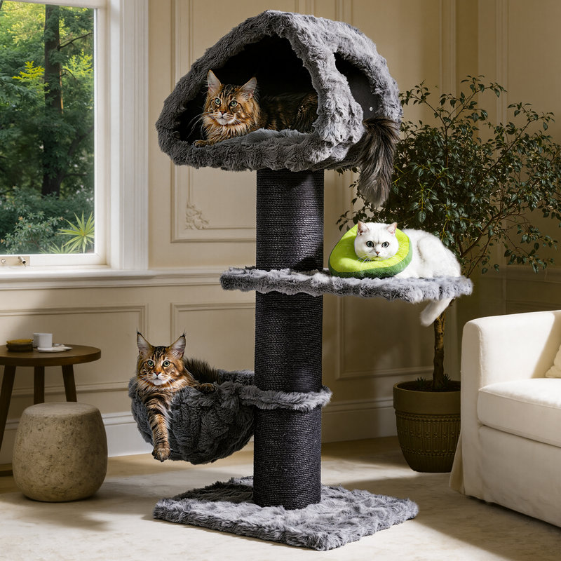Arbre à chat moderne et robuste pour grand chat, H 57,5 po