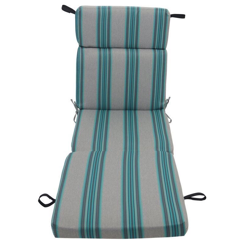 72-Inch By 24-Inch Woven Olefin Outdoor Chaise Lounge Cushion, Gray;Blue;Multi-Colored