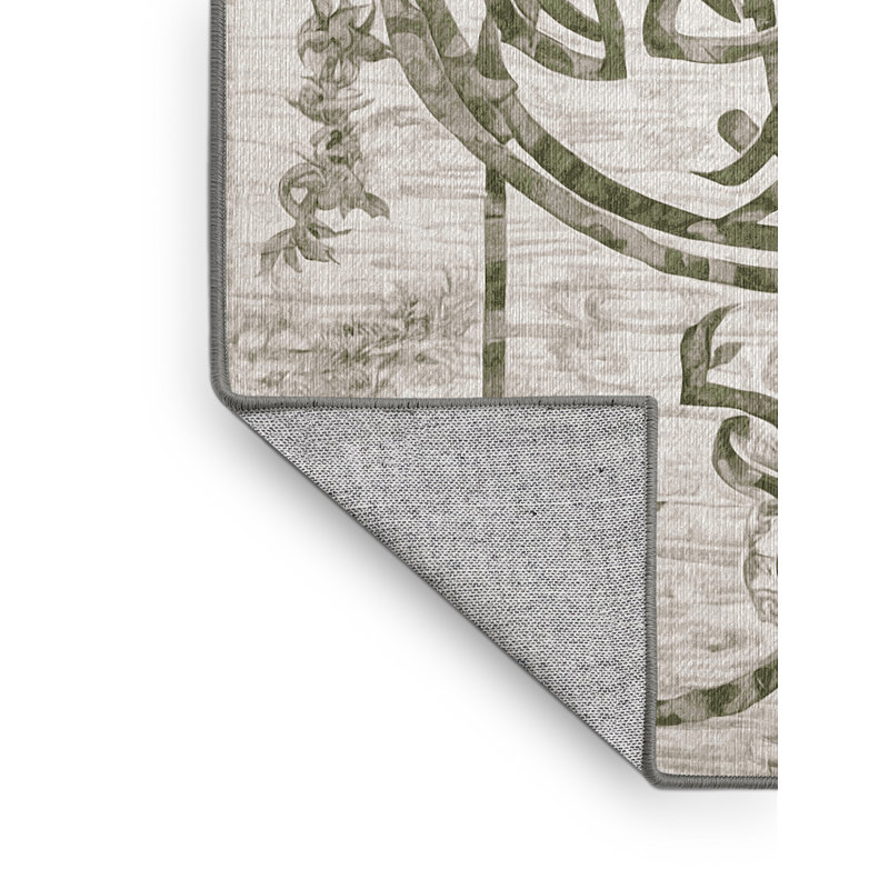Machine Washable Gray Area Rug, Square 3'