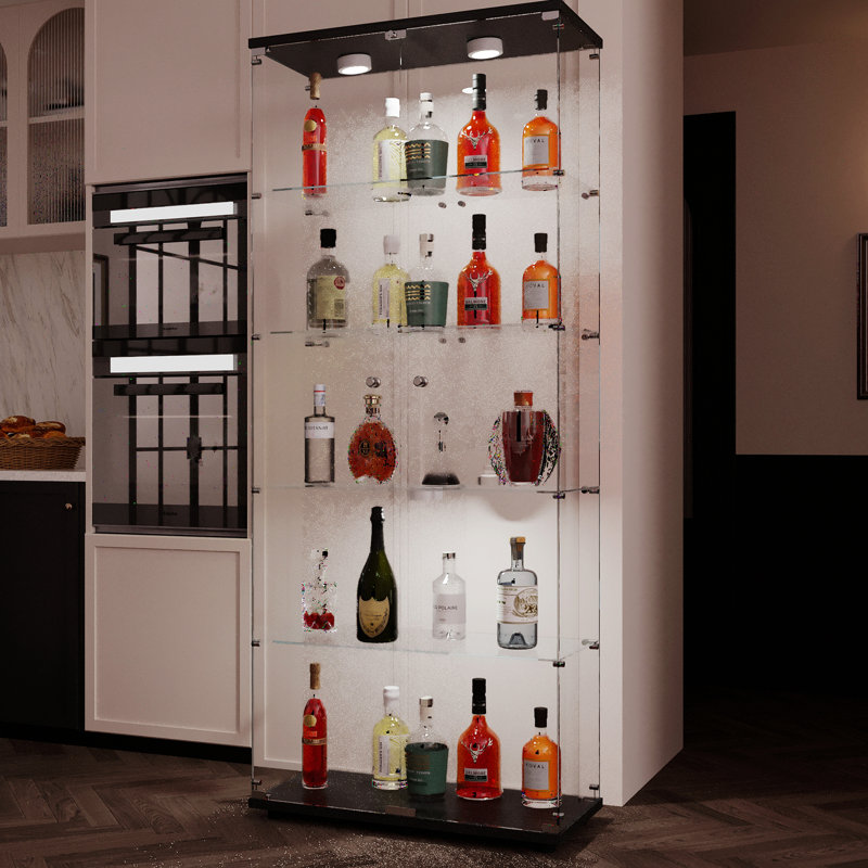 Vitrine, armoire de rangement avec pieds réglables, Noir