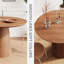 Table de salle à manger circulaire 43 pouces, table ronde minimaliste moderne, table de salle à manger en panneau de fibres à densité moyenne, poignée et deux paquets-1013852870
