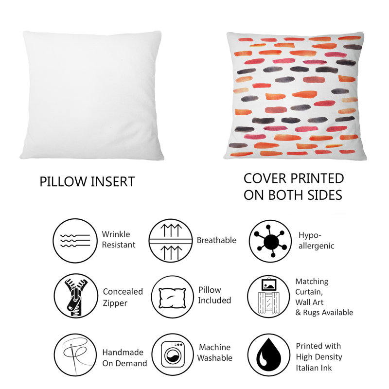 Coussin décoratif rétro à motifs horizontaux orange et bleu - 1