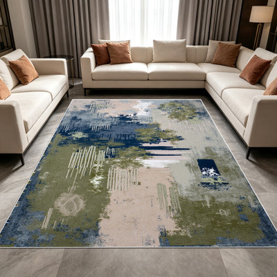 Tapis d'art abstrait de 1 pièce pour le salon, doux et confortable, adapté à toutes les saisons, facile à entretenir, tapis de sol intérieur lavable à la machine, sous la table de ferme convenant à la chambre à coucher, à la salle à manger, au bureau, au balcon, au patio, à la maison, à l'extérieur