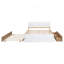 Cadre de lit double moderne avec lit gigogne simple et 2 tiroirs blanc brillant avec couleur chêne clair-255078690
