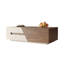 Table basse moderne extensible à 2 tons avec rangement caché, finition noyer et crème