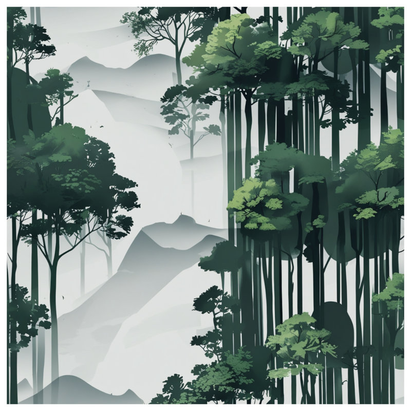 Dense Forest Silhouette Comforter, Queen