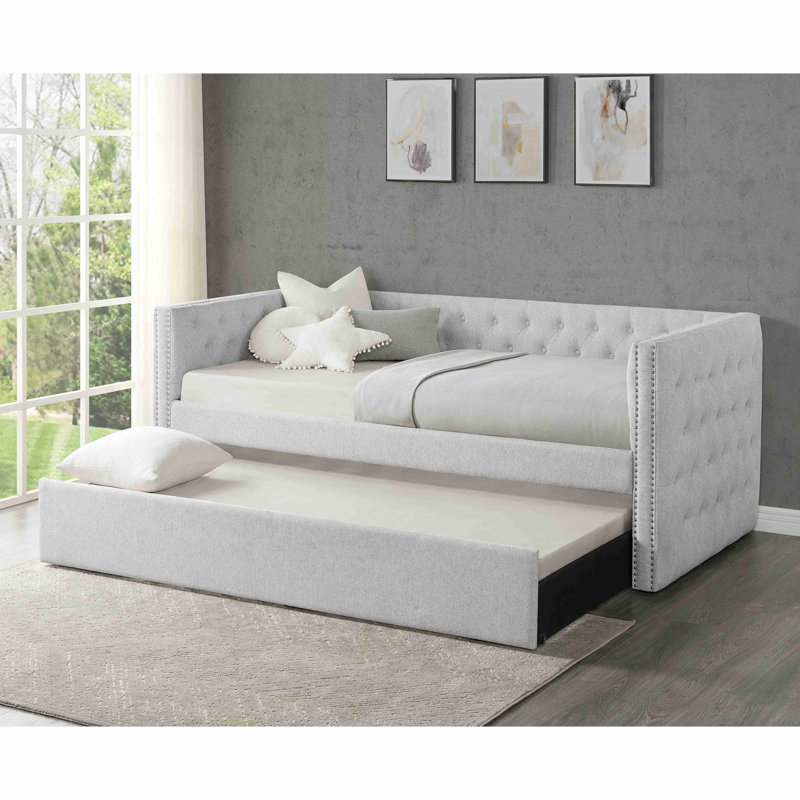 Luxurious 1Pc Modern Daybed Button Tufted Nailhead Trim Bedroom Living Room Furniture