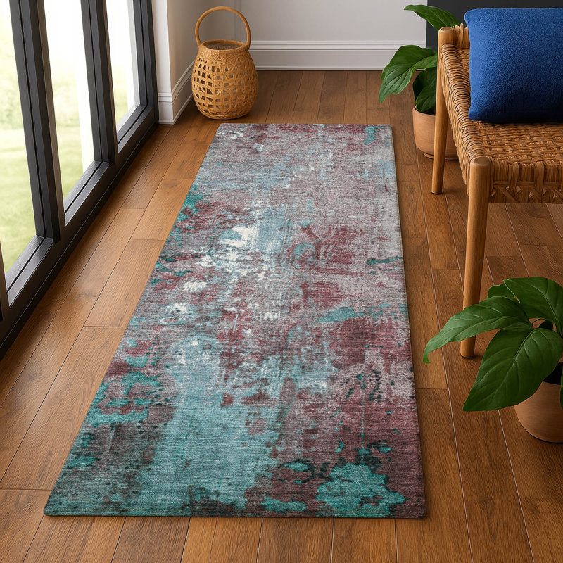 Premium Machine Washable Crestover AMF1870 Abstract Rug, Runner 2'3" x 7'6"