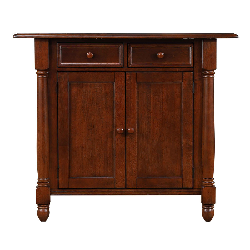 Chaggai Wood Kitchen Island, Distressed Chestnut Brown