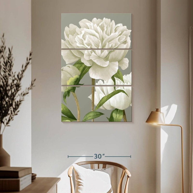 Harnek White Peonies II, 65" H x 42" W