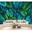 Papier peint adhésif auto-adhésif moderne pour la chambre à coucher Peel and Stick L 69 po x l 96 po avec feuilles de palmier tropicales vertes turquoise