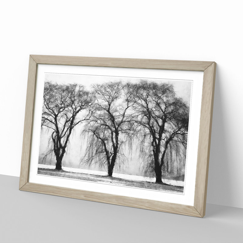 Three Trees at Winter - Framed Print, 27cm H x 36cm W x 2cm D, Oak
