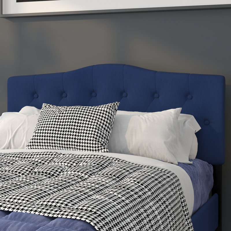 Ciriaca Arched Button Tufted Upholstered Headboard, Full, Navy