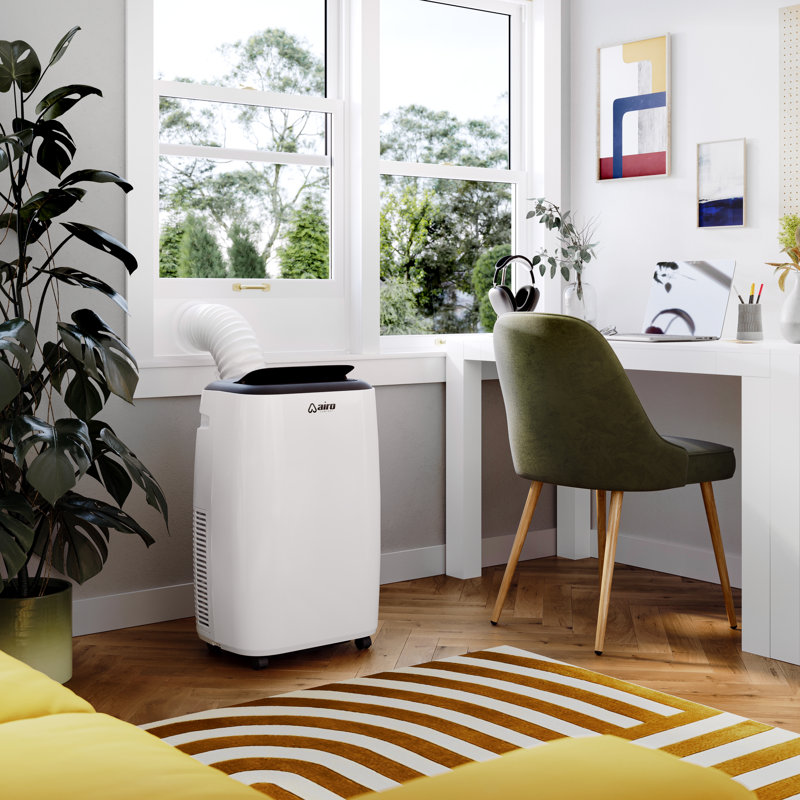 AIRO COMFORT 10,000 BTU Portable Air Conditioner Cools 450 Sq. Ft. With Dehumidifier And LCD Remote In White