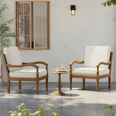 Gobnait Patio Acacia Wood Lounge Chair With Removable Cushions