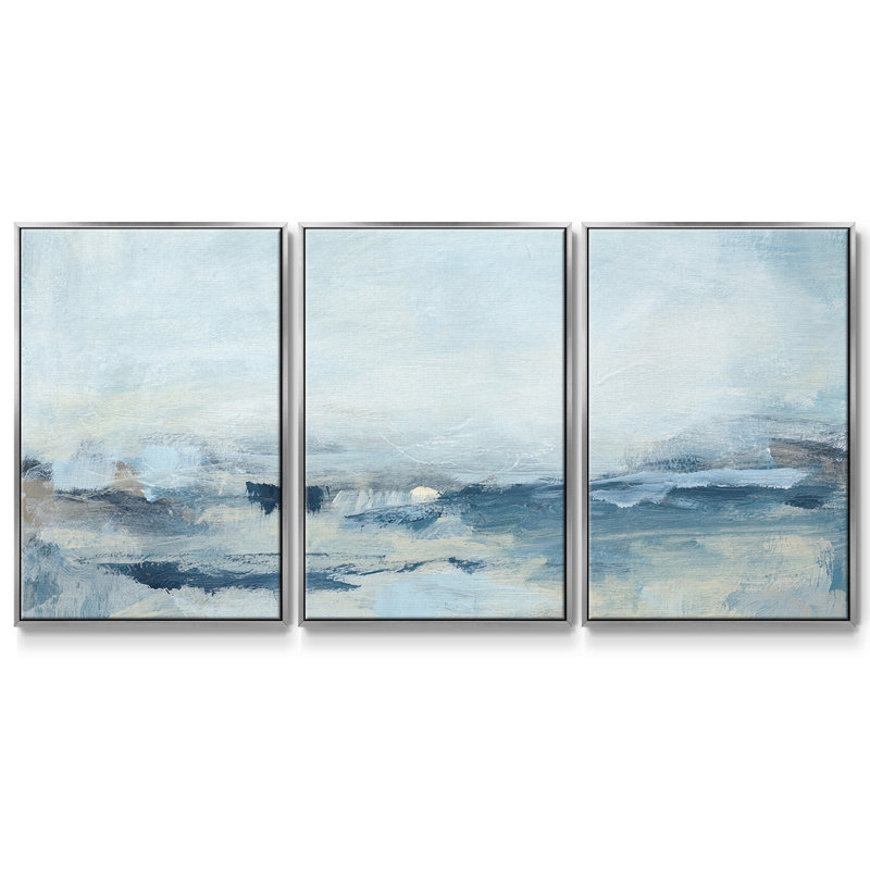 Sailing I - Multi Piece Framed Canvas, 40" H x 78" W x 2" D, Silver 