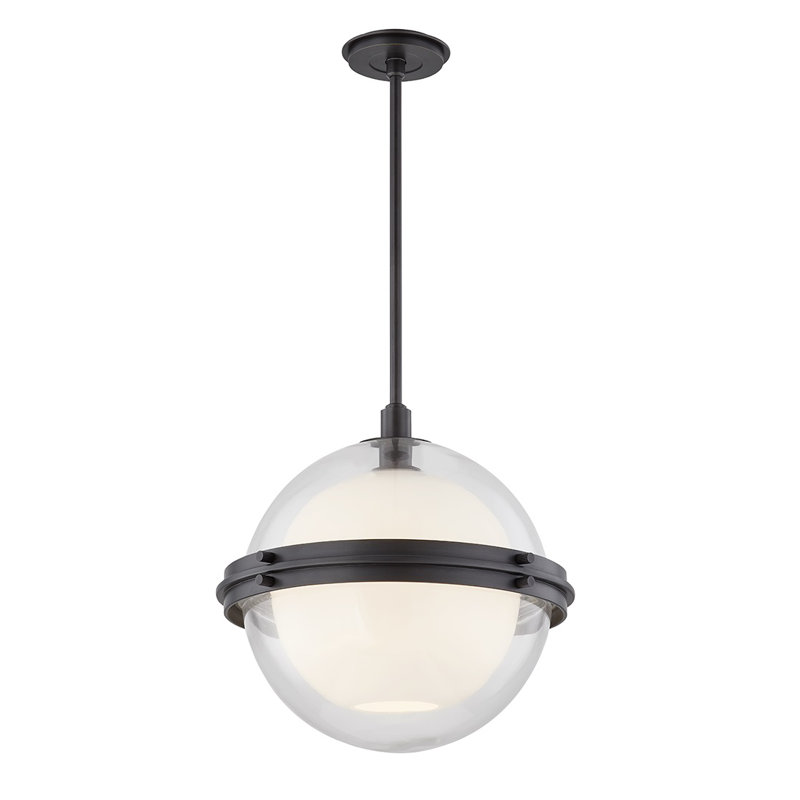 Northport 1 - Light Single Globe Pendant, 19.5" H x 18" W x 18" D, Polished Nickel