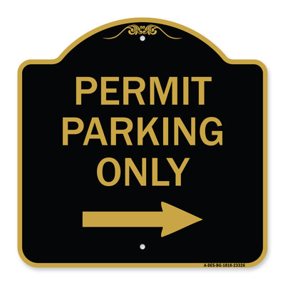 Signmission Designer Series Sign - Permit Parking Only (With Right Arrow) | Black & Gold 18" X 18" Heavy-Gauge Aluminum Architectural Sign | Protect Your Business & Municipality | Made In The USA