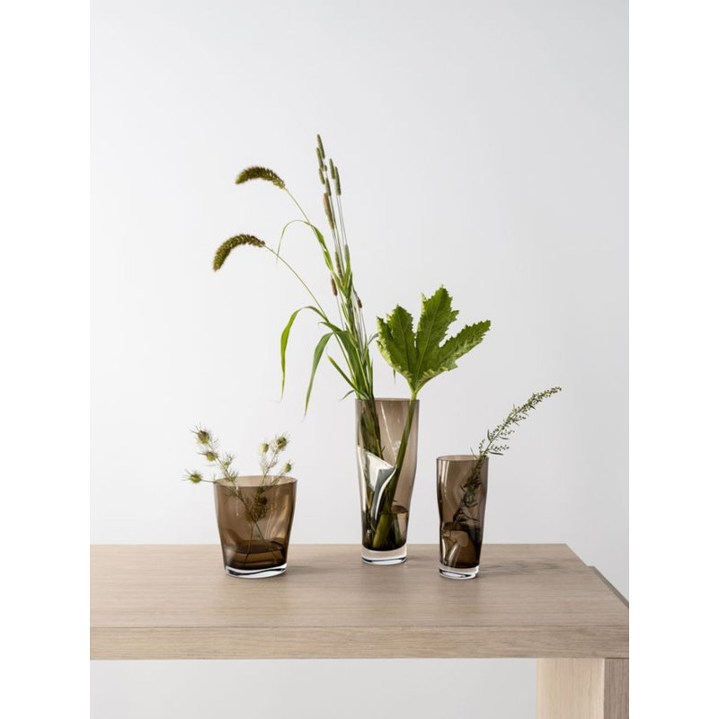 Squeeze Handmade Glass Table Vase, Smokey Brown