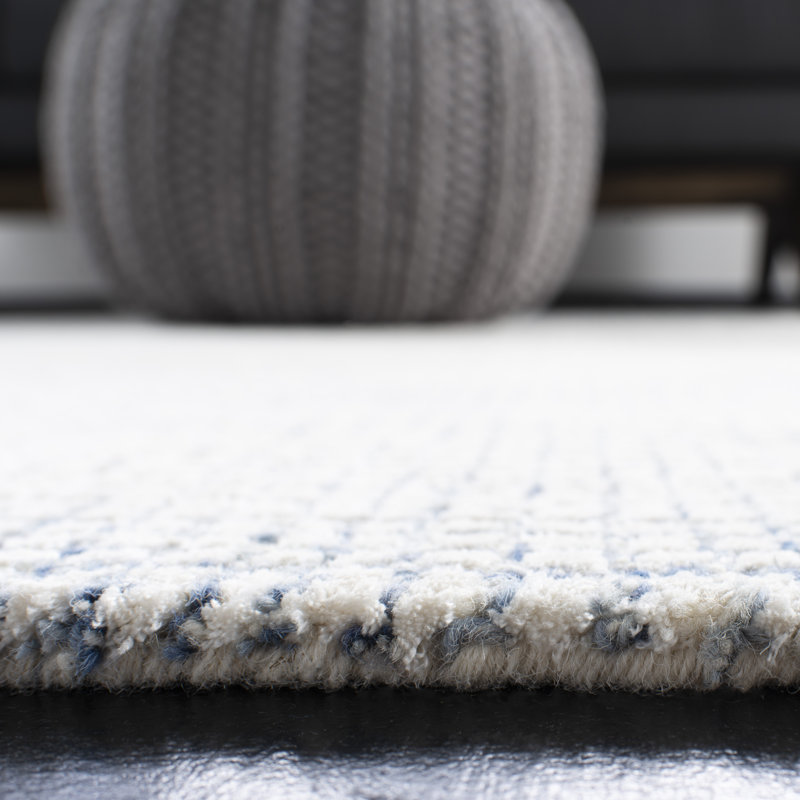 Rowe Handmade Ivory/Blue Rug, Square 8'