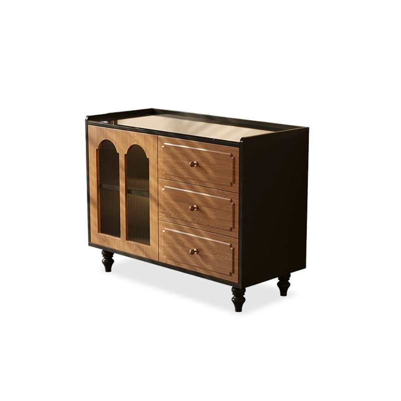 Buffet en noyer massif et bois manufacturé, H 31,89 po x l 40,55 po x P 17,72 po