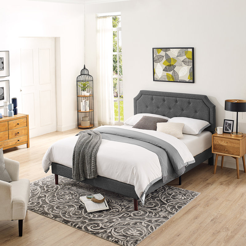 Tilson Upholstered Platform Bed, Gray, Full